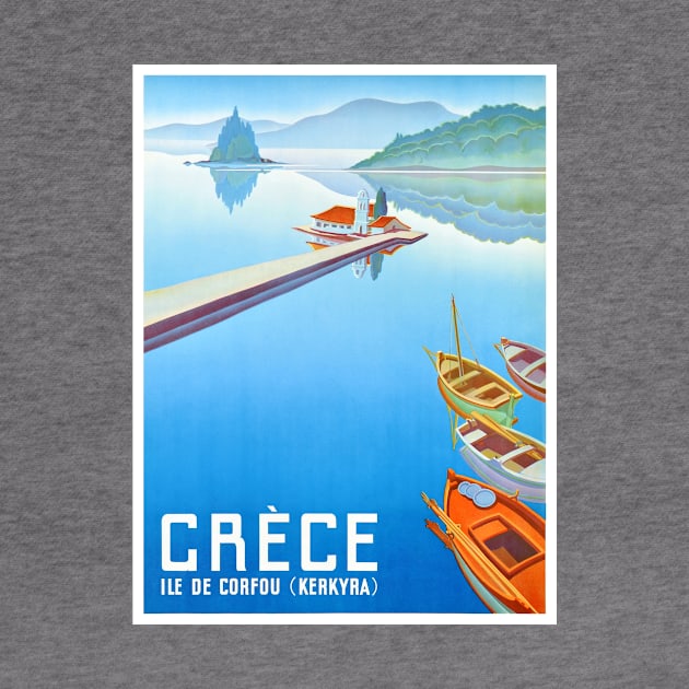 Vintage Travel Poster Greece Ile de Corfu by vintagetreasure